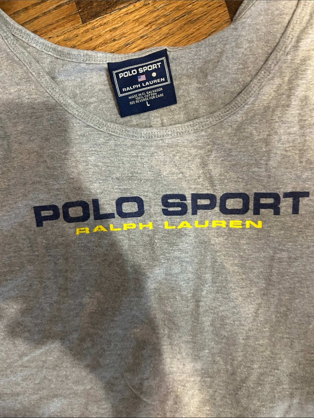 Polo by Ralph Lauren Gray Tank Top with Navy and Yellow Logo - Picture 2 of 5